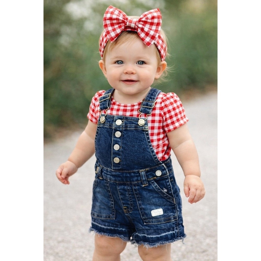Toddler Denim Shortalls 12M • Distressed Frayed Hem • Summer Overalls